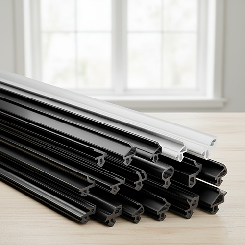 Różne rodzaje i profile czarnych i białych uszczelek okiennych