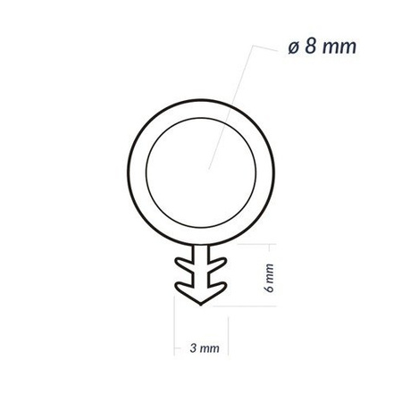 Uszczelka okienna KD-3 Ø8 Czarna do Okien Drewnianych - Skrzydło Rama