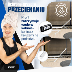 Uszczelka MAGNETYCZNA Czarna UM04 do Kabin Prysznicowych do SZYB 6mm 8mm