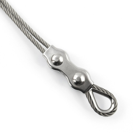 ZESTAW: lina nierdzewna 3mm 7x7 - 10m, zacisk siodełkowy podwójny - 6 szt., kausza - 2 szt.