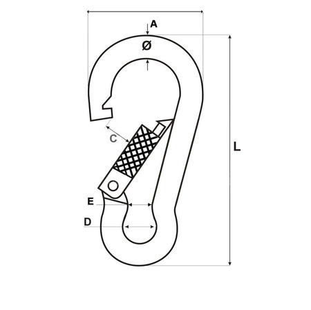 Karabińczyk do Lin Linowy 100mm z Zabezpieczeniem Zaczepem Ocynk Ocynkowany 10mm