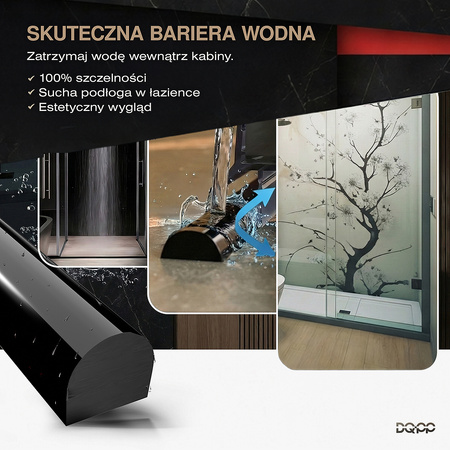 Próg akrylowy samoprzylepny do kabiny prysznicowej 10×20 mm – czarny