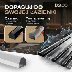 Próg akrylowy samoprzylepny do kabiny prysznicowej 10×20 mm – czarny