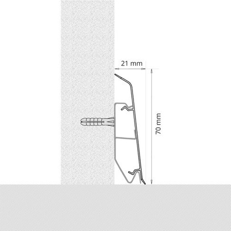 Listwa Przypodłogowa Podłogowa 70mm PCV 2,5m INOX + 5 wkrętów GRATIS!