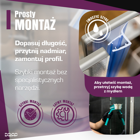 Uszczelka Kabiny Prysznicowej do Kabin Prysznicowych do Szyb 6mm-8mm UK29 0,1m - 2,0m