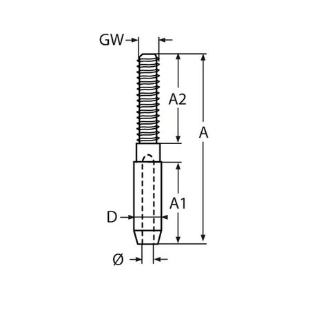 Terminal Mocowanie do Balustrady z Gwintem Wewnętrznym LEWYM M10 do lin 6mm