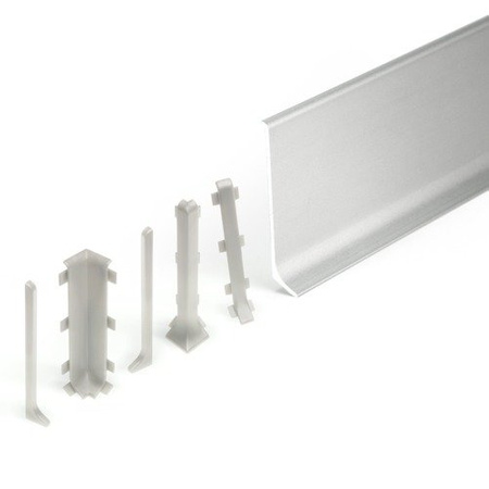 Listwa Przypodłogowa Aluminiowa Cokół Przypodłogowy Aluminiowy 59mm 2m SREBRNY