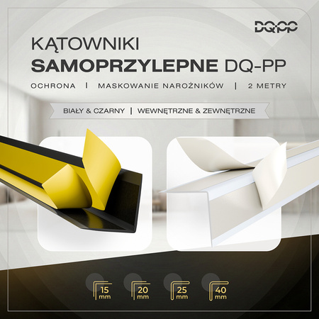 Kątownik PCV Samoprzylepny Zewnętrzny Narożnik 25x25mm CZARNY 2m