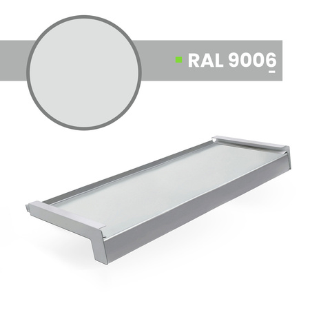 Parapet Zewnętrzny Stalowy Srebny RAL 9006 Szerokość 12,5cm ZAŚLEPKI ALUMINIUM GRATIS