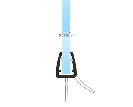 Uszczelka Kabiny Prysznicowej do Kabin Prysznicowych do Szyb 3,5mm-5mm UK13 0,1m - 2,0m