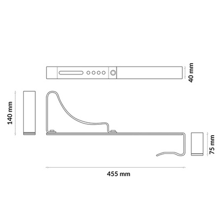 Ława Kominiarska ze Wspornikiem typu LN1 40cm - 200cm ANTRACYT