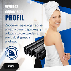 Uszczelka MAGNETYCZNA Czarna UM03 do Kabin Prysznicowych do SZYB 4mm 6mm