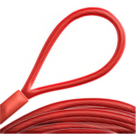 Linka Stalowa w PCV CZERWONA z Pętlami Pętelkami Lina z Okiem Oczkami Pętlica 1,6/3mm 1x7