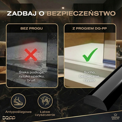 Próg akrylowy samoprzylepny do kabiny prysznicowej 10×10 mm – czarny