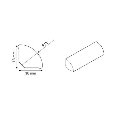 ĆWIERĆWAŁEK Listwa PCV Cokół 18x18mm BIAŁY 2,5mb