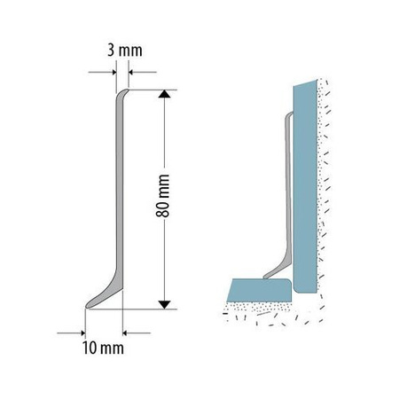 Listwa Przypodłogowa Aluminiowa Cokół Przypodłogowy Aluminiowy 80mm 2,5m CZARNY