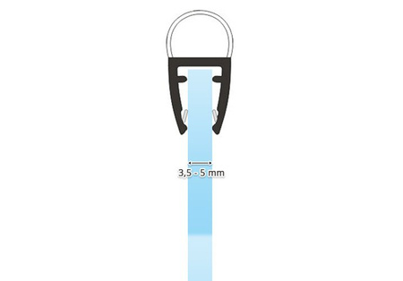 Uszczelka Kabiny Prysznicowej do Kabin Prysznicowych do Szyb 3,5mm-5mm UK06 0,1m - 2,0m