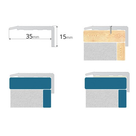Profil Schodowy Aluminiowy Ryflowany Kątownik SZAMPAN 35x15 Wkręcany Na Śruby
