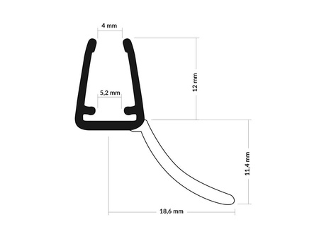 Uszczelka Kabiny Prysznicowej do Kabin Prysznicowych do Szyb 4,8mm-5mm UK12-05 0,1m - 2,0m