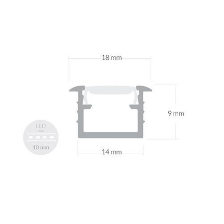 Profil ALU LED MODEL A 1m - 2m + Klosz Przezroczysty