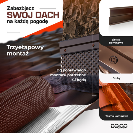 Taśma KOMINOWA 3D Opierzeniowa Aluminiowa Ryflowana KASZTAN