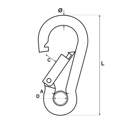 Karabińczyk z Kauszą NIERDZEWNY Kwasoodporny 100mm 10mm