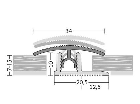 Listwa Progowa Regulowana 34mm Na Wcisk Wciskana BRĄZOWA 90cm