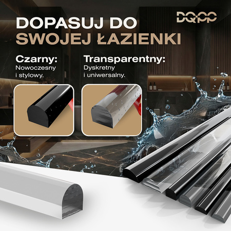 Próg akrylowy samoprzylepny do kabiny prysznicowej 10×20 mm – czarny