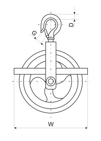 Zblocze Hakowe z Hakiem Bloczek Budowlany do Lin Linowy 150mm