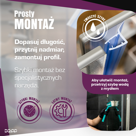 Uszczelka Kabiny Prysznicowej GIĘTA do Kabin Prysznicowych do Szyb 3,5mm-5mm UKG13 0,1m - 1,0m