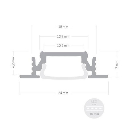 Profil ALU LED GROOVE 1m - 2m + Klosz Satyna