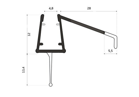 Uszczelka Kabiny Prysznicowej do Kabin Prysznicowych do Szyb 6mm-8mm UK21 0,1m - 2,0m