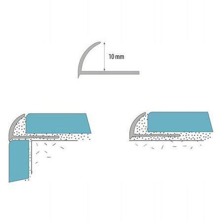 Profil Zewnętrzny 10mm Półokrągły do Glazury Listwa Wykończeniowa do Płytek PCV KOŚĆ SŁONIOWA 2,5m
