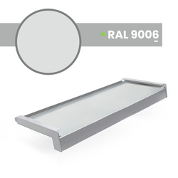 Parapet Zewnętrzny Stalowy Srebny RAL 9006 Szerokość 12,5cm ZAŚLEPKI ALUMINIUM GRATIS
