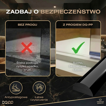 Próg akrylowy samoprzylepny do kabiny prysznicowej 5×10 mm – przezroczysty