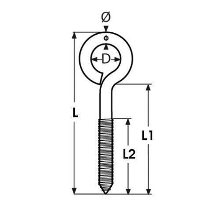 Wkręt do drewna oczkowy nierdzewny 6x100mm