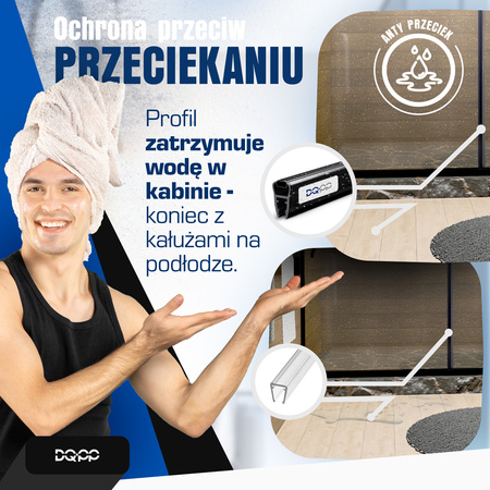 Uszczelka MAGNETYCZNA Czarna UM03 do Kabin Prysznicowych do SZYB 4mm 6mm