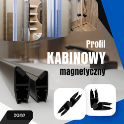 Uszczelka MAGNETYCZNA Czarna UM02 do Kabin Prysznicowych do SZYB 6mm 8mm