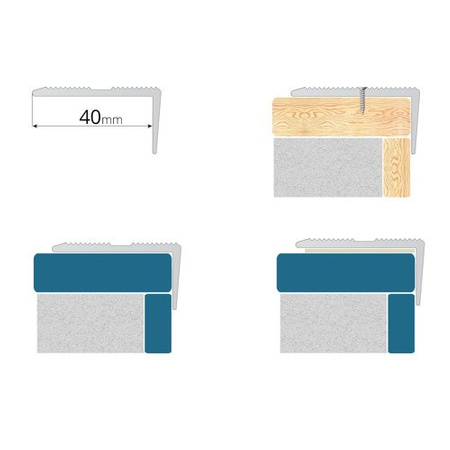 Profil Schodowy Aluminiowy Ryflowany Kątownik SZAMPAN 40x20 Wkręcany Na Śruby