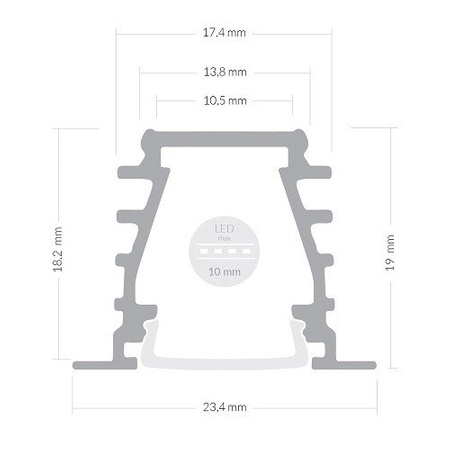Profil ALU LED Deep 2m + Klosz Mleczny