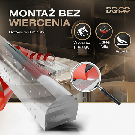 Próg akrylowy samoprzylepny do kabiny prysznicowej 5×10 mm – przezroczysty