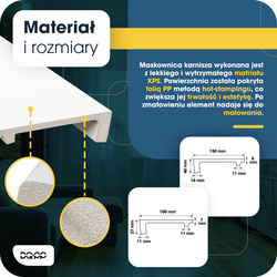 Listwa Karniszowa Maskująca Karnisz 15cm Biała 2m