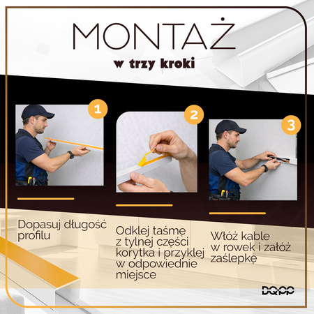 Kanał kablowy Listwa PCV 15x10mm korytko kablowe Białe samoprzylepne