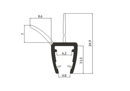 Uszczelka Kabiny Prysznicowej do Kabin Prysznicowych do Szyb 6mm-8mm UK03 0,1m - 2,0m