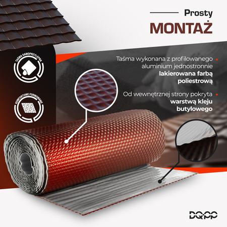 Taśma KOMINOWA 3D Opierzeniowa Aluminiowa Ryflowana CZARNA