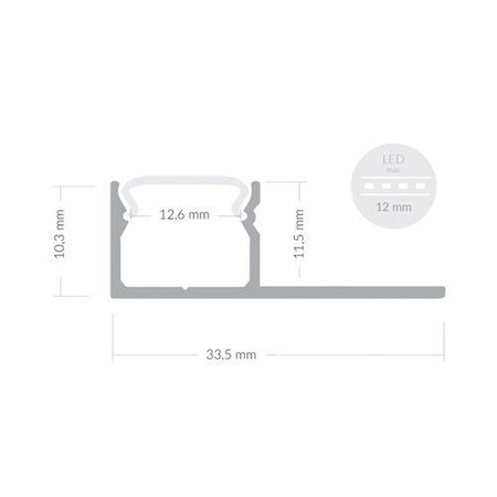 Profil ALU UNI 180 2m + Klosz Mleczny